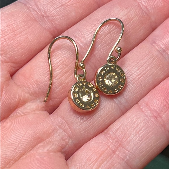 Coach Rose 14k Gold Plated Dangle Charm Drop Earrings - Picture 2 of 2